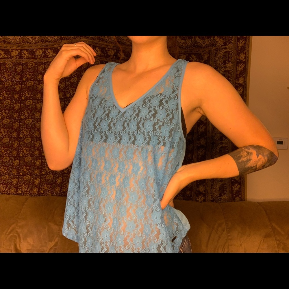 Hollister Blue Lace/Sheer Combo Tank